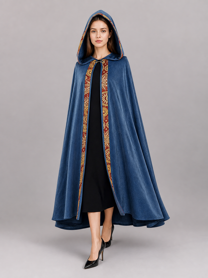 Dark Blue Hooded Carnival Cloak