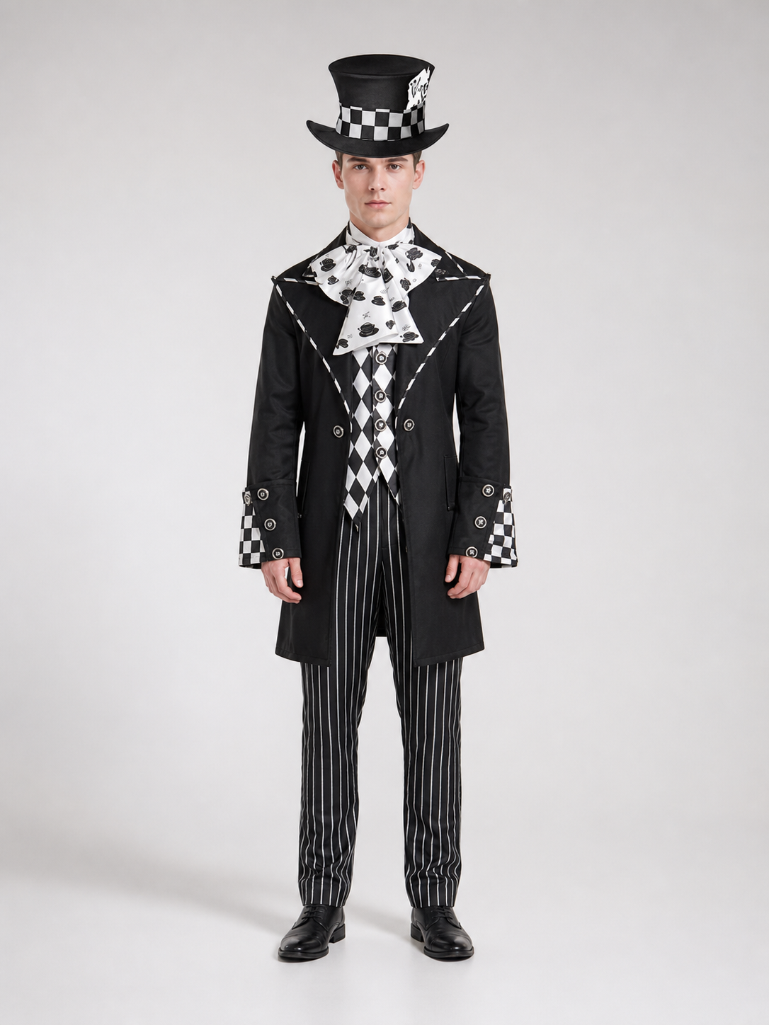 Gothic Magician Costume with Top Hat for Halloween
