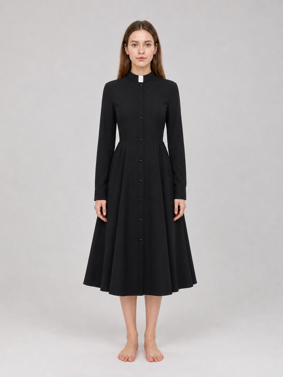 Black priest cosplay dress with collar