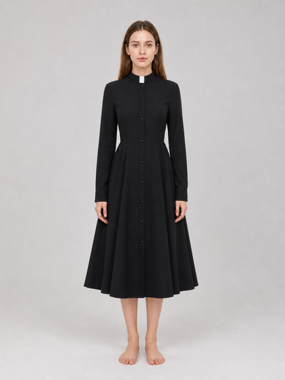 Black priest cosplay dress with collar