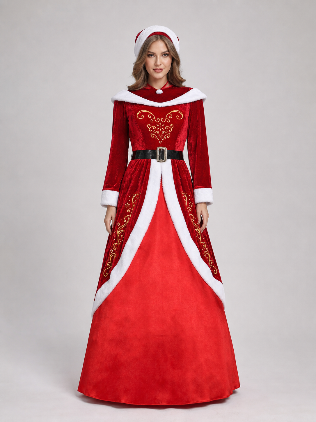 Red and White Christmas Character Costume with Hat