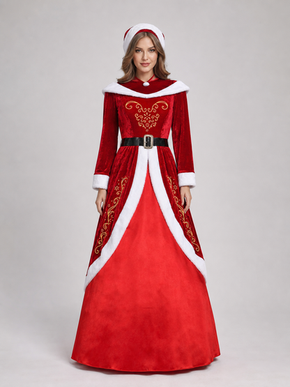 Red and White Christmas Character Costume with Hat