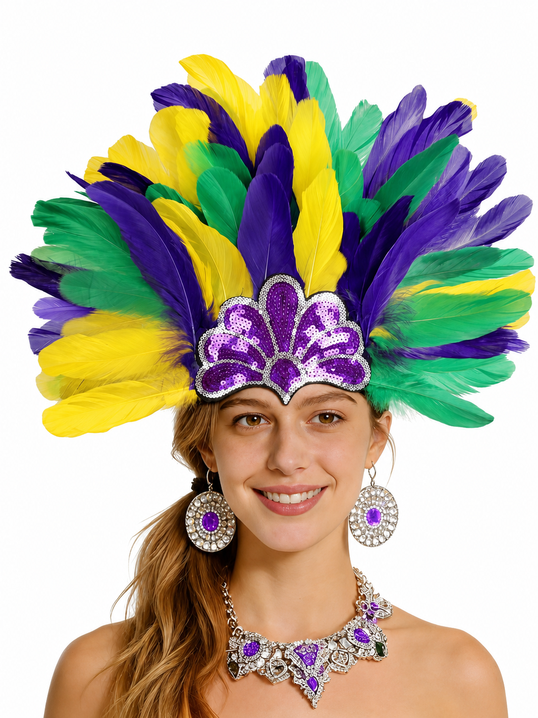Carnival Feather and Sequin Headpiece