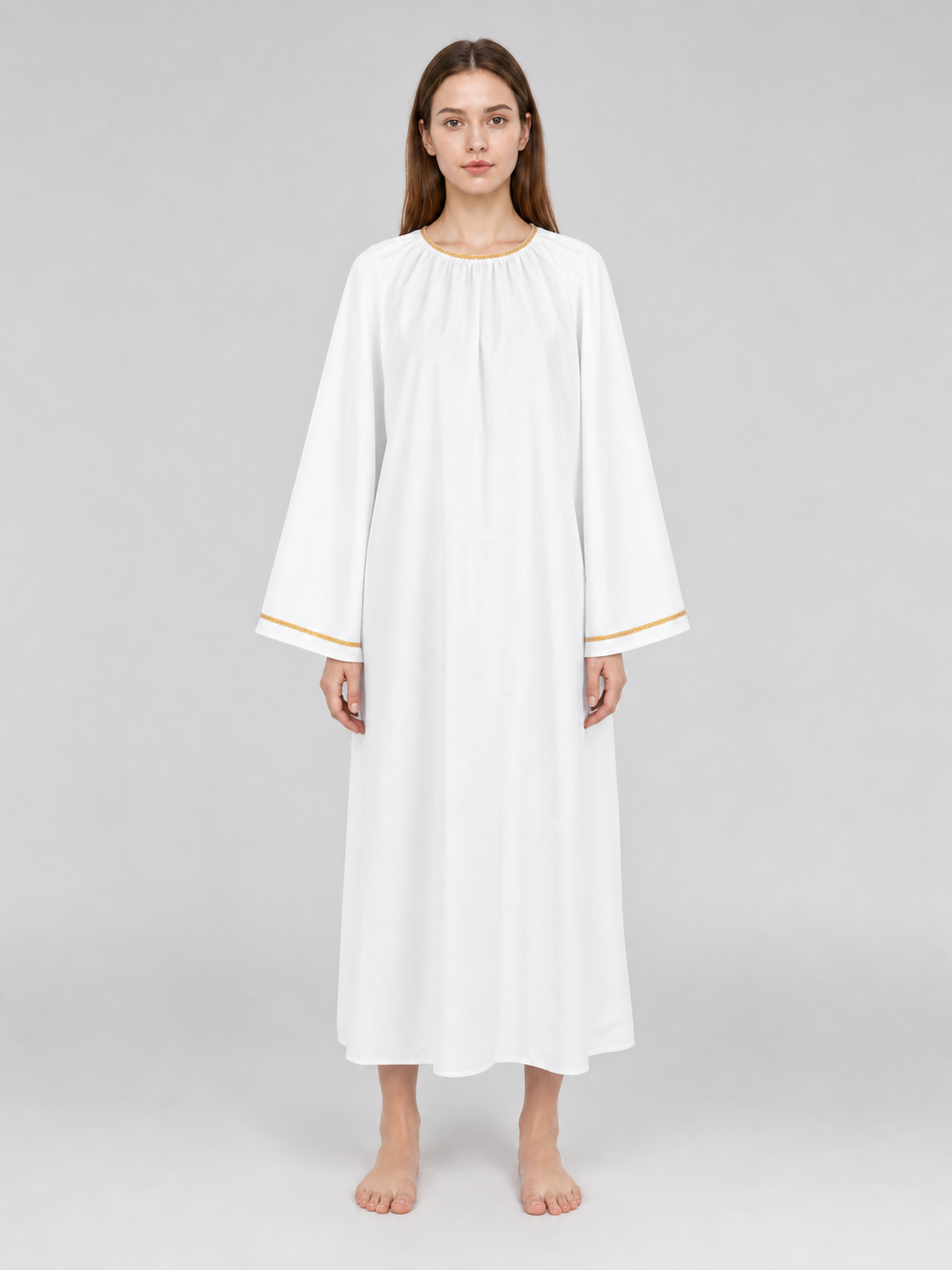 White Cosplay Cloak with Gold Trim