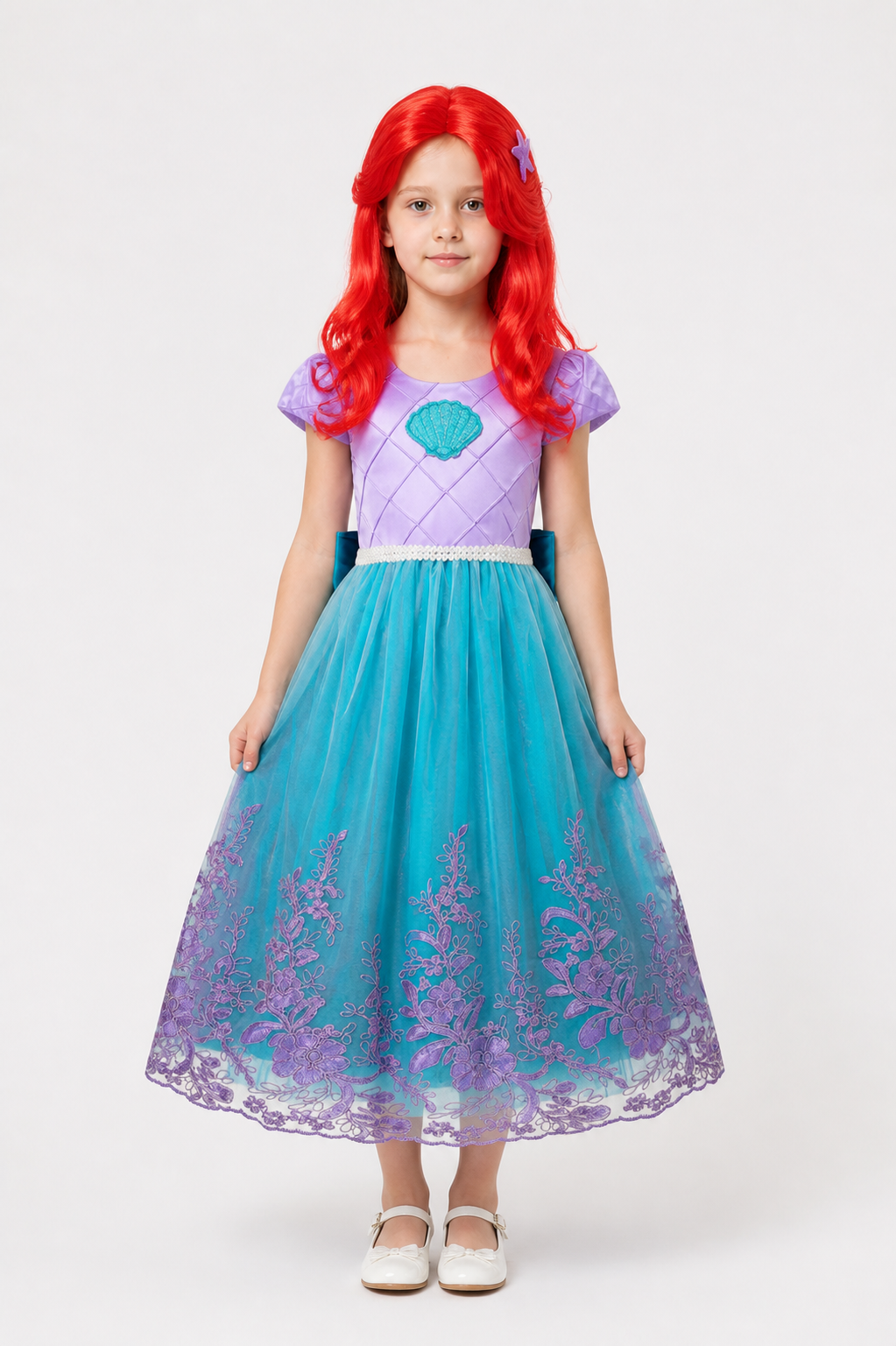 Mermaid Costume for Girls with Full Skirt and Wig main product view 2