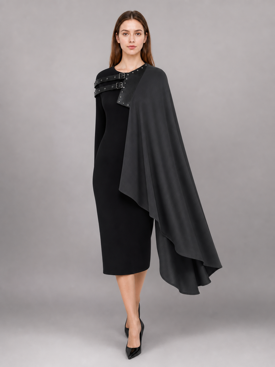 Black Medieval Carnival Cloak with Hood