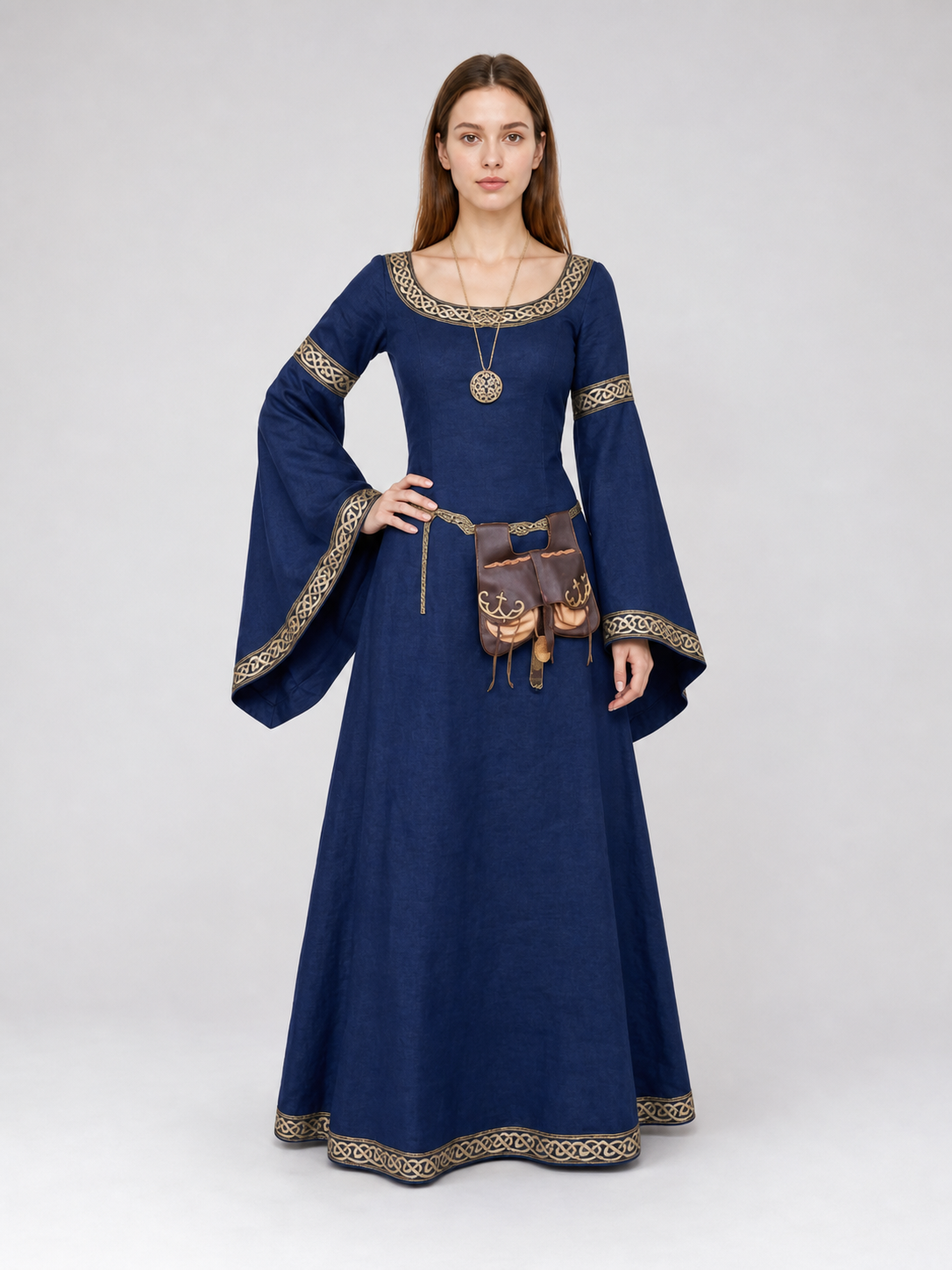 Long Medieval Dress with Belt and Pendant