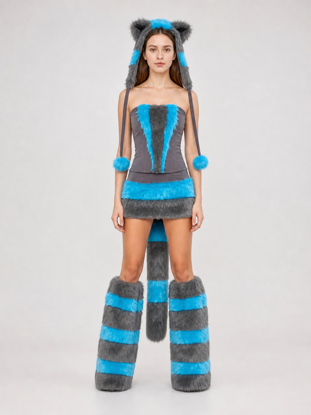 Animal Costume with Hood, Tail, and Leg Warmers