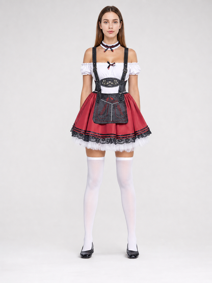 Burgundy Dirndl-Style Costume