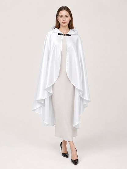 White Hooded Costume Cloak, Flowing Silhouette