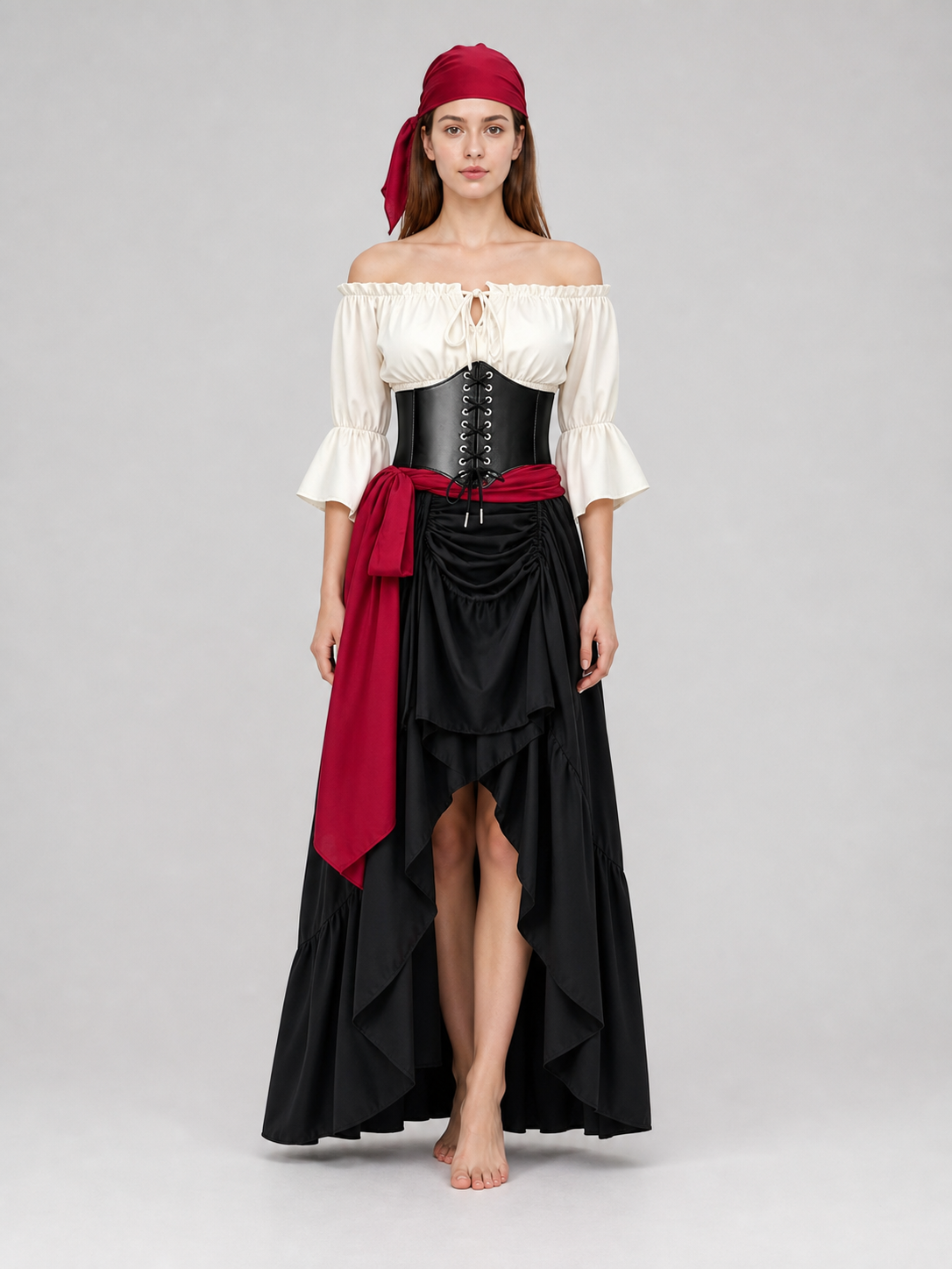 Pirate Costume with Corset and Layered Skirt