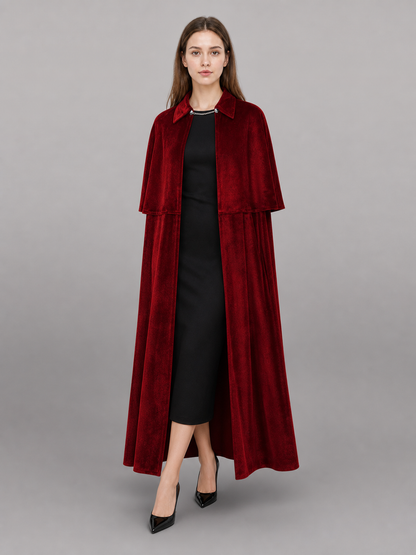 Burgundy Vampire Carnival Cloak with High Collar
