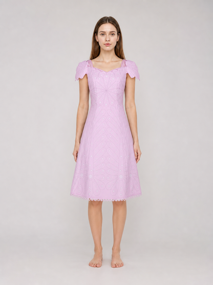 Pink Cosplay Dress with Bow and Pattern