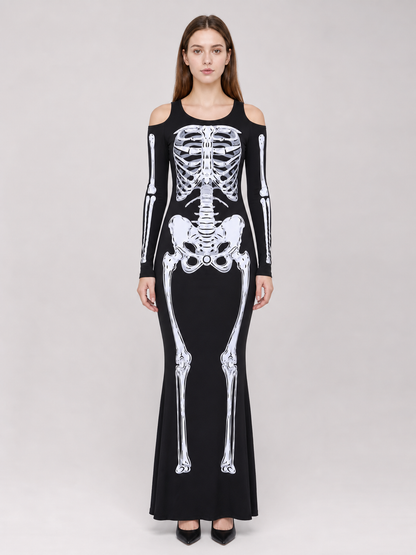 Halloween Skeleton Print Costume Dress