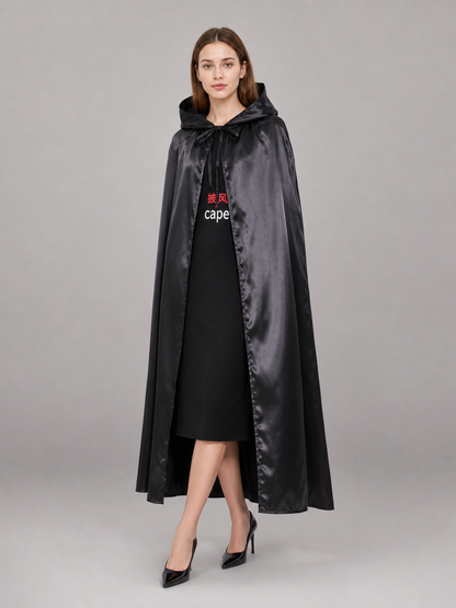 Black Costume Cloak with Large Hood