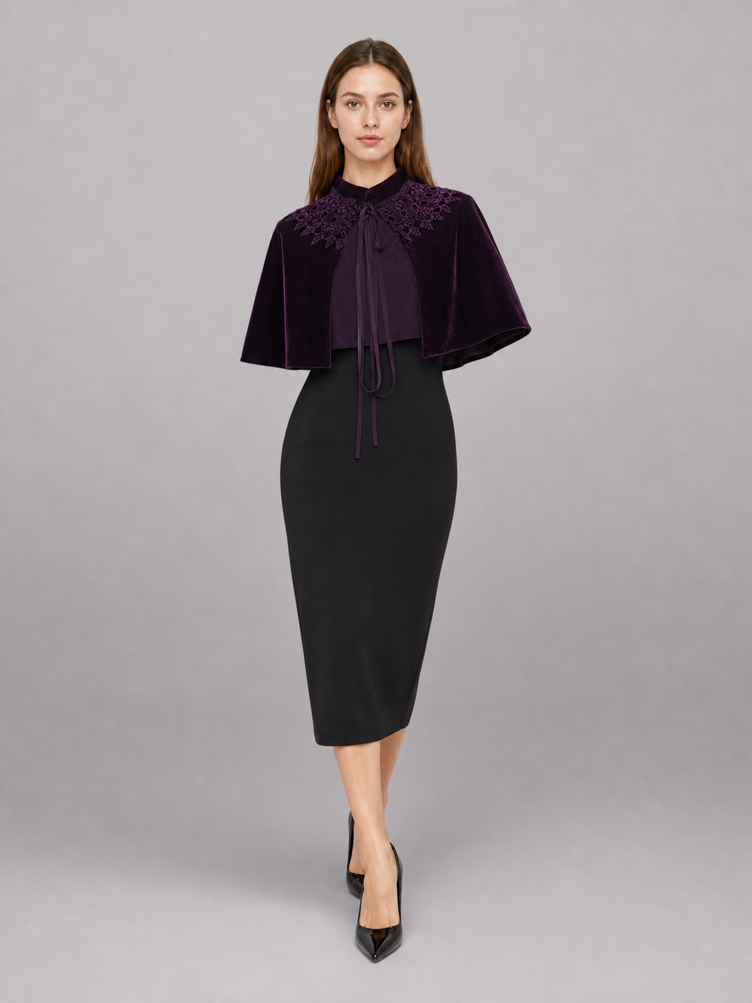 Purple Carnival Cape with a High Collar