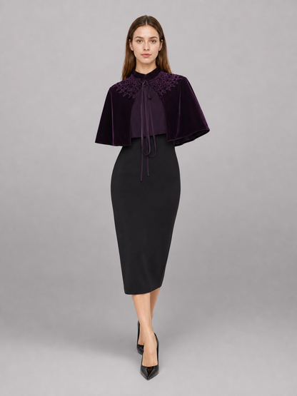 Purple Carnival Cape with a High Collar
