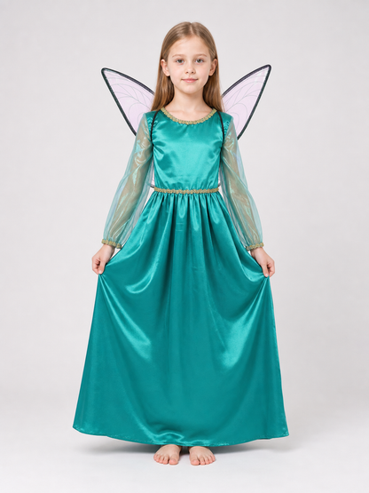 Green fairy-elf costume with wings and headband