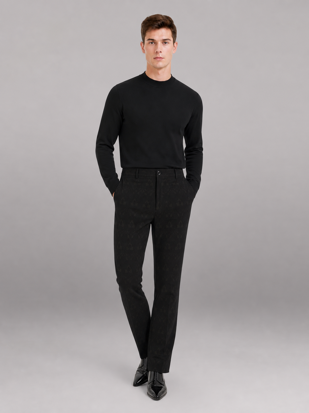 Black Full-Length Pants with Belt Loops