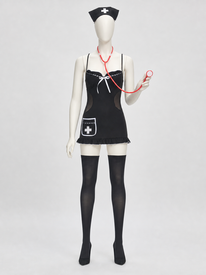 Medical Uniform: Black Dress with White Trim