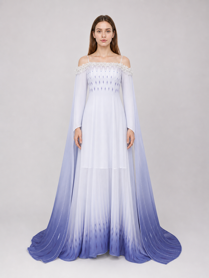Elsa Cosplay Dress with Capes and Gradient