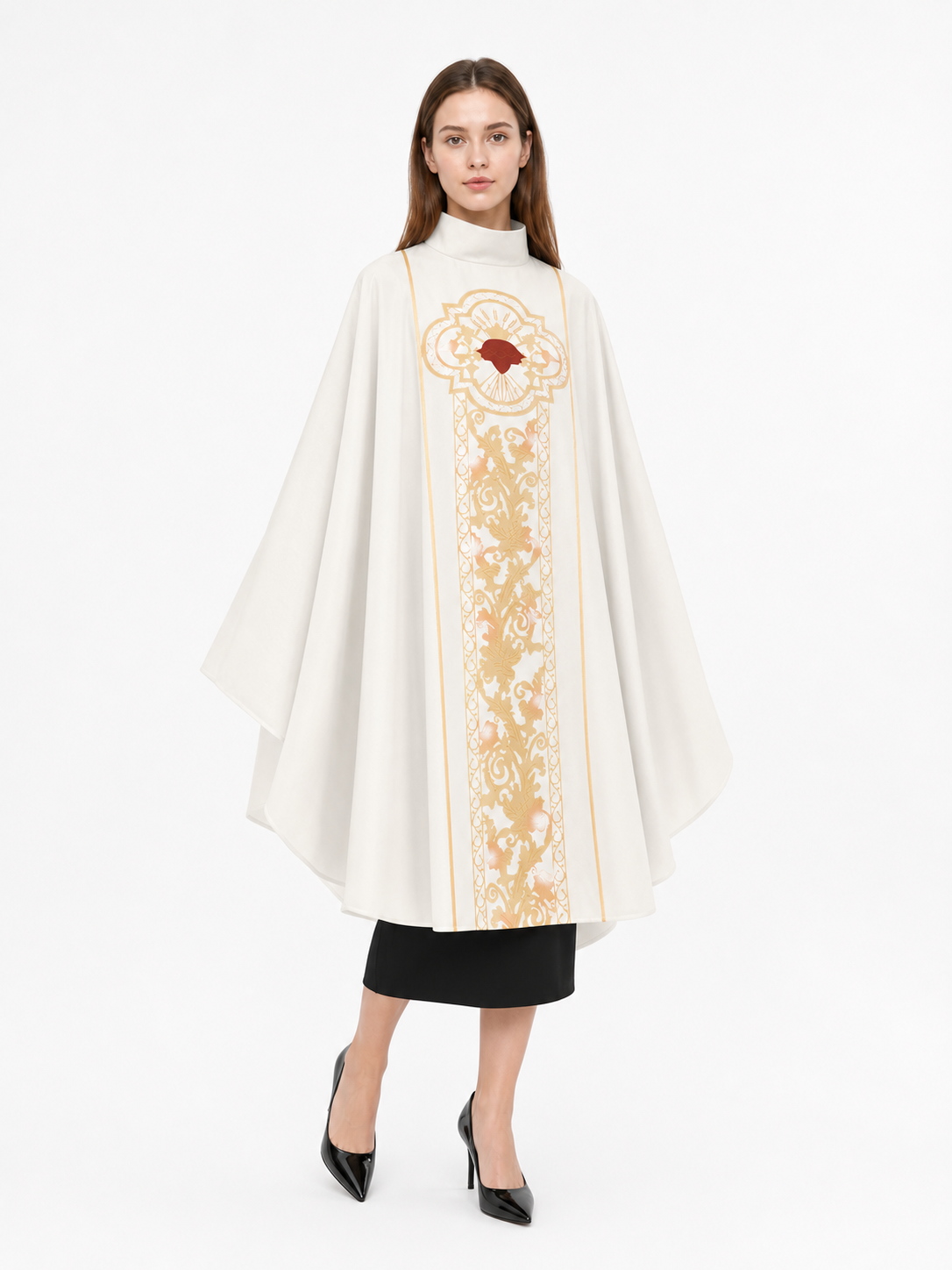 Ivory Carnival Cloak with Gold Decoration