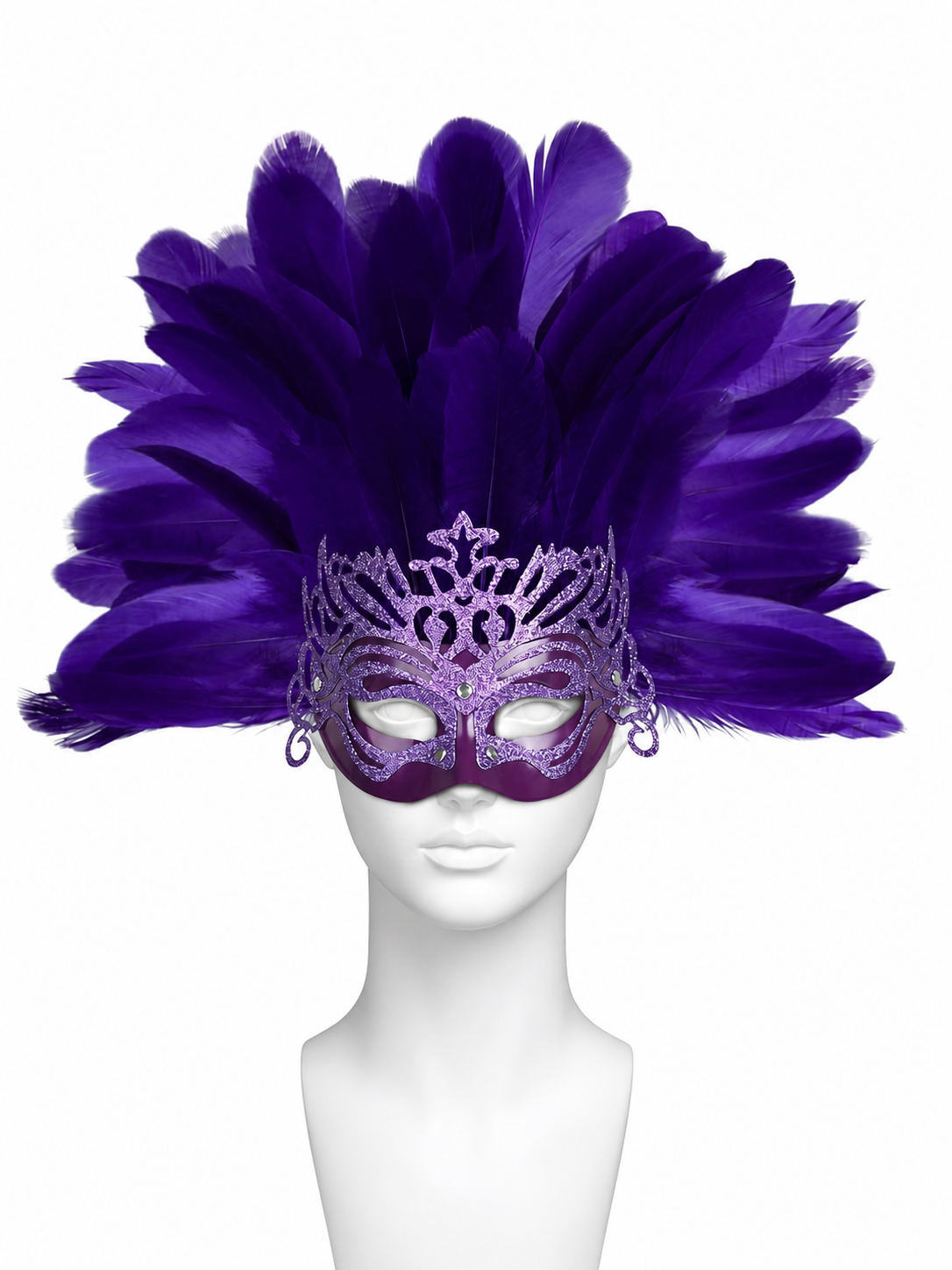 Carnival Mask with Purple Feathers