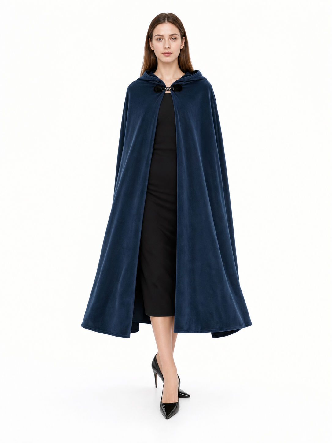 Dark Blue Hooded Costume Cloak