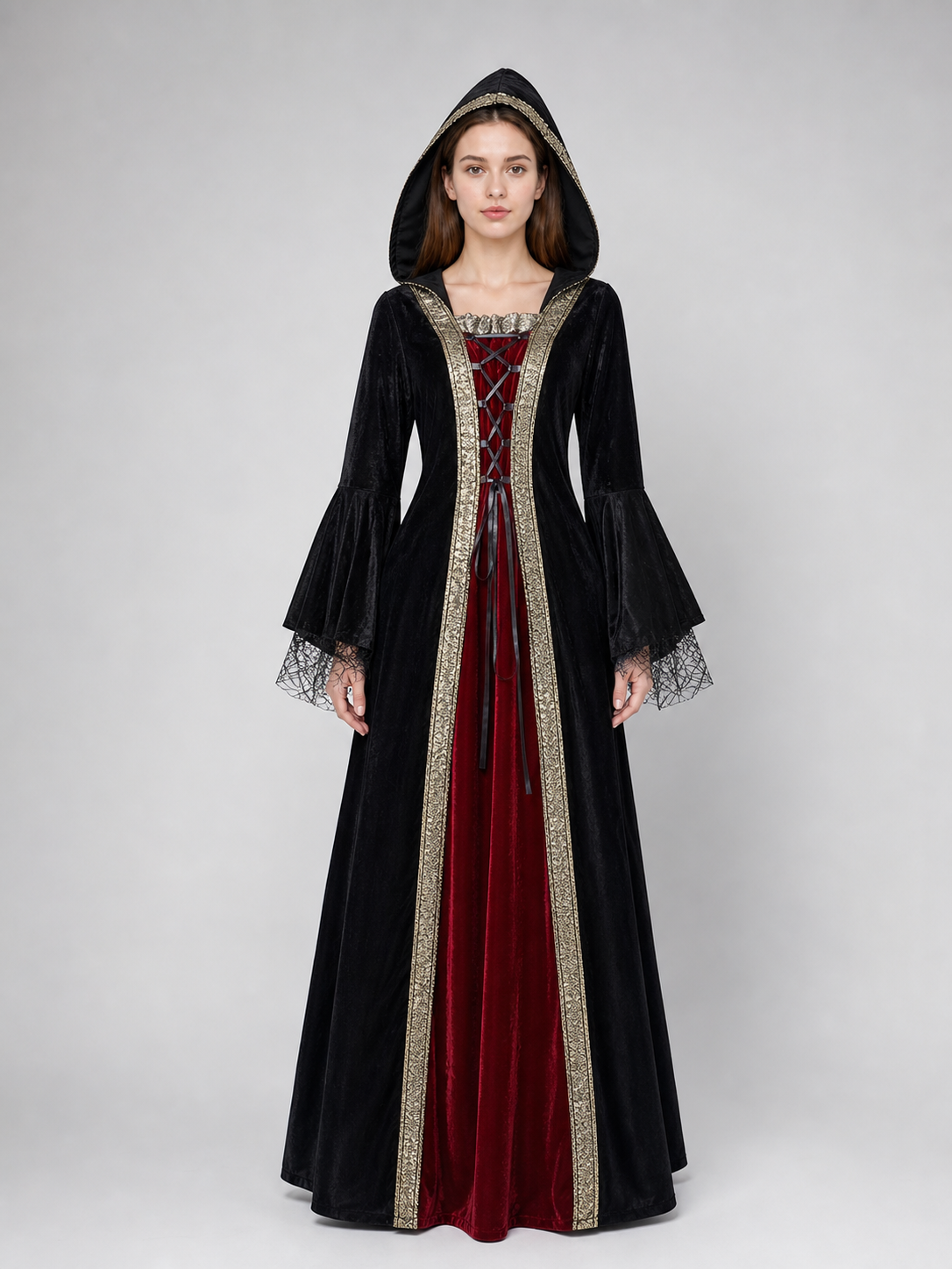 Gothic hooded costume dress for cosplay