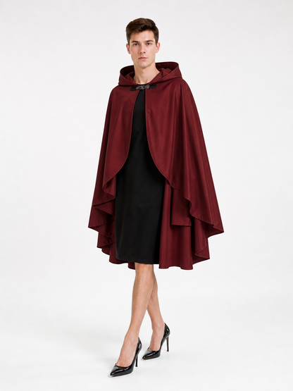 Burgundy Hooded Costume Cloak for Cosplay
