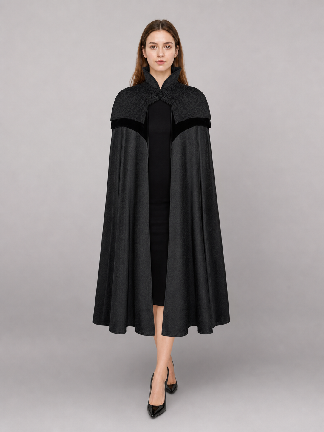 Black Hooded Fantasy Costume Cloak