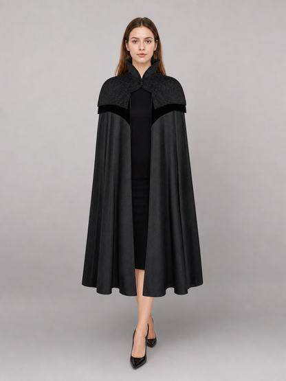 Black Hooded Fantasy Costume Cloak