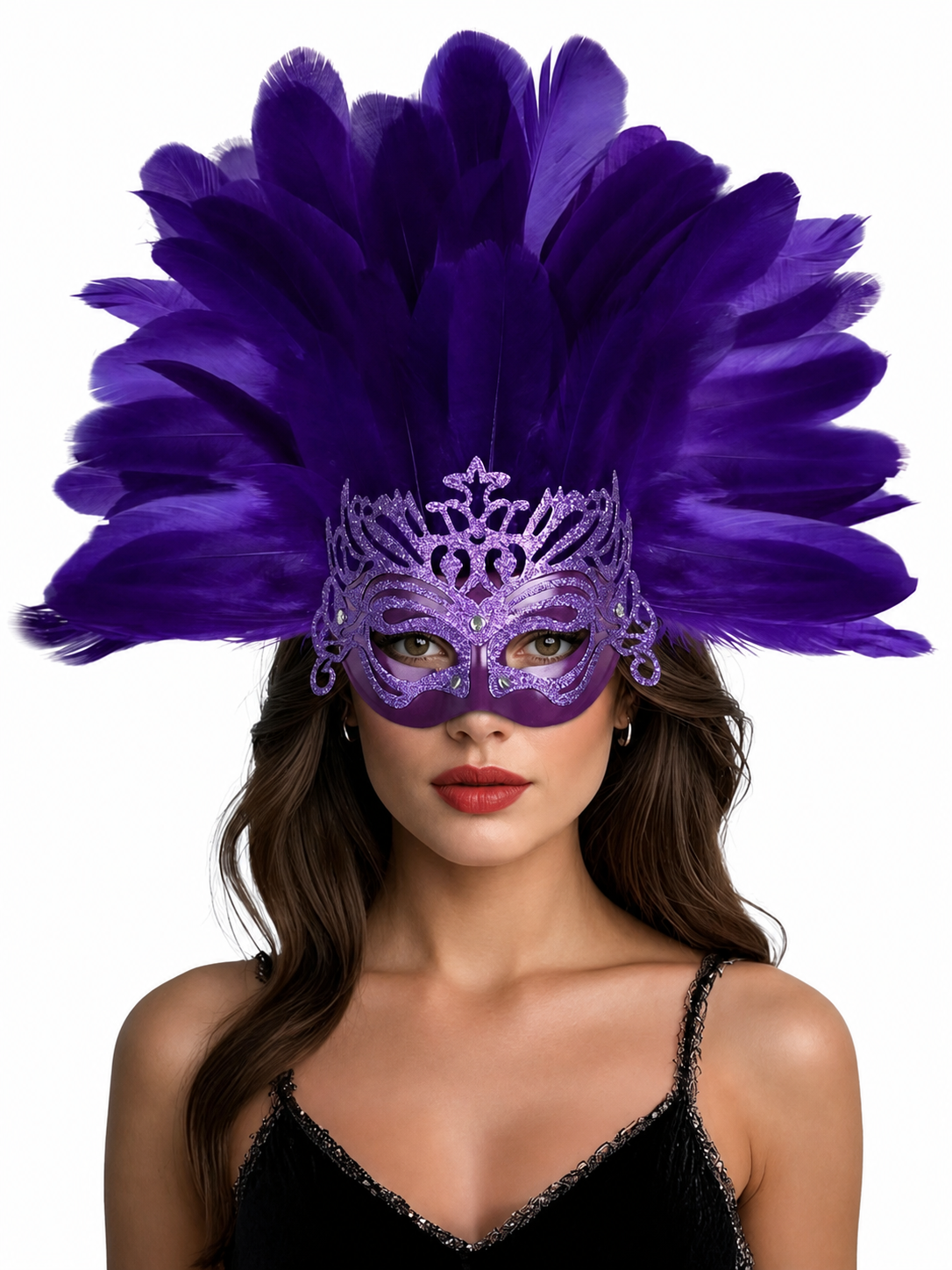 Carnival Headpiece with Feathers and Mask