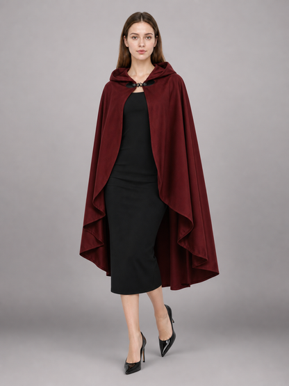 Burgundy Hooded Costume Cloak for Cosplay