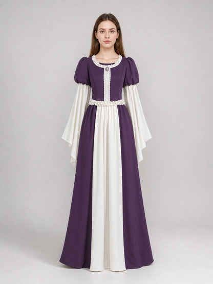 Long Vintage-Style Dress with Ruffles