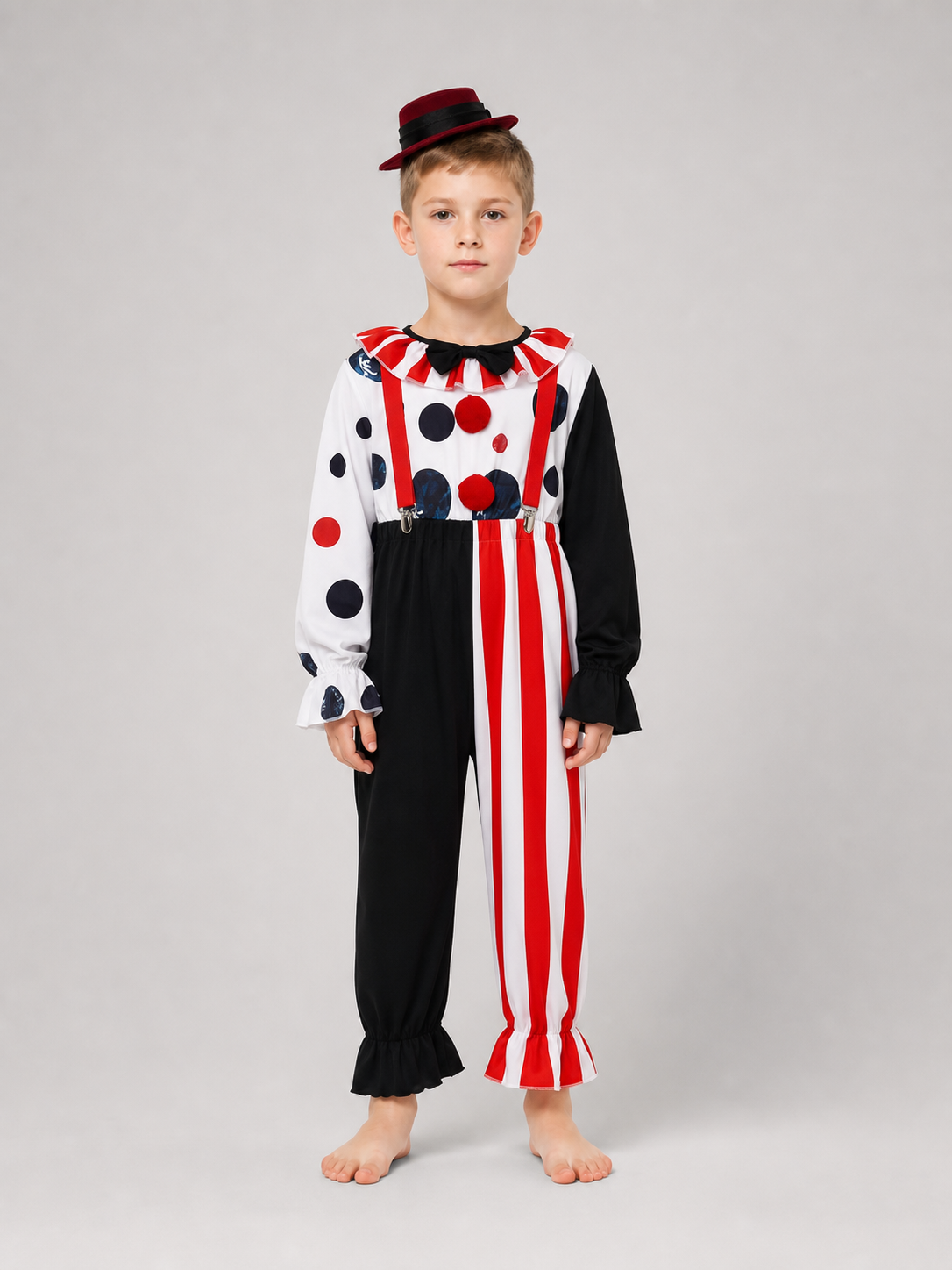 Clown carnival costume with pants and hat