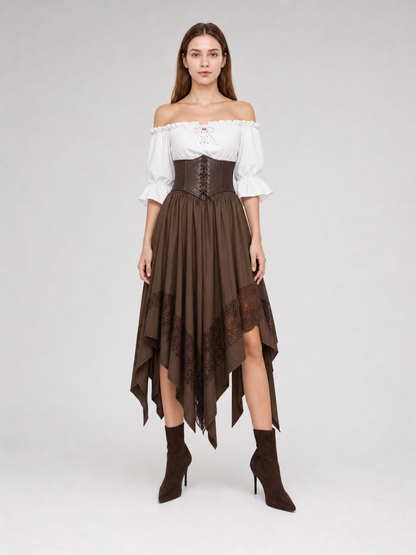 Pirate-Style Costume: Blouse, Corset, and Skirt