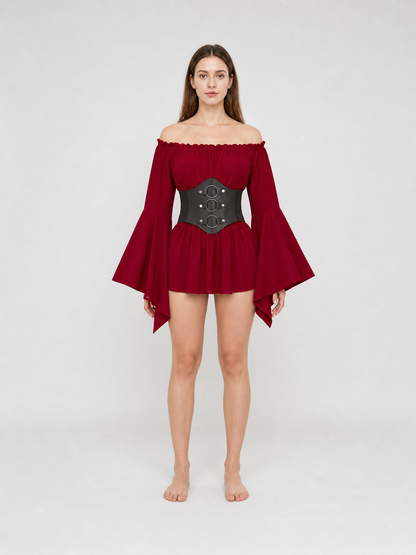 Costume Dress with Belt and Flared Sleeves