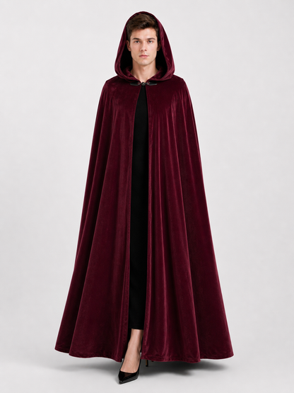 Burgundy Long Carnival Cloak with Hood