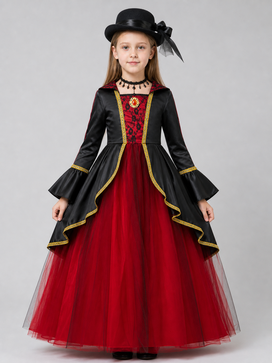 Costume Dress with Hat and Collar for Cosplay