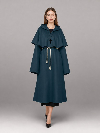 Dark Teal Hooded Costume Cloak
