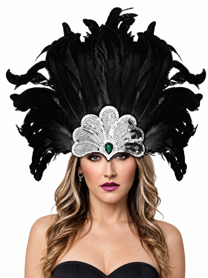 Feather and Bead Headpiece for Masquerade