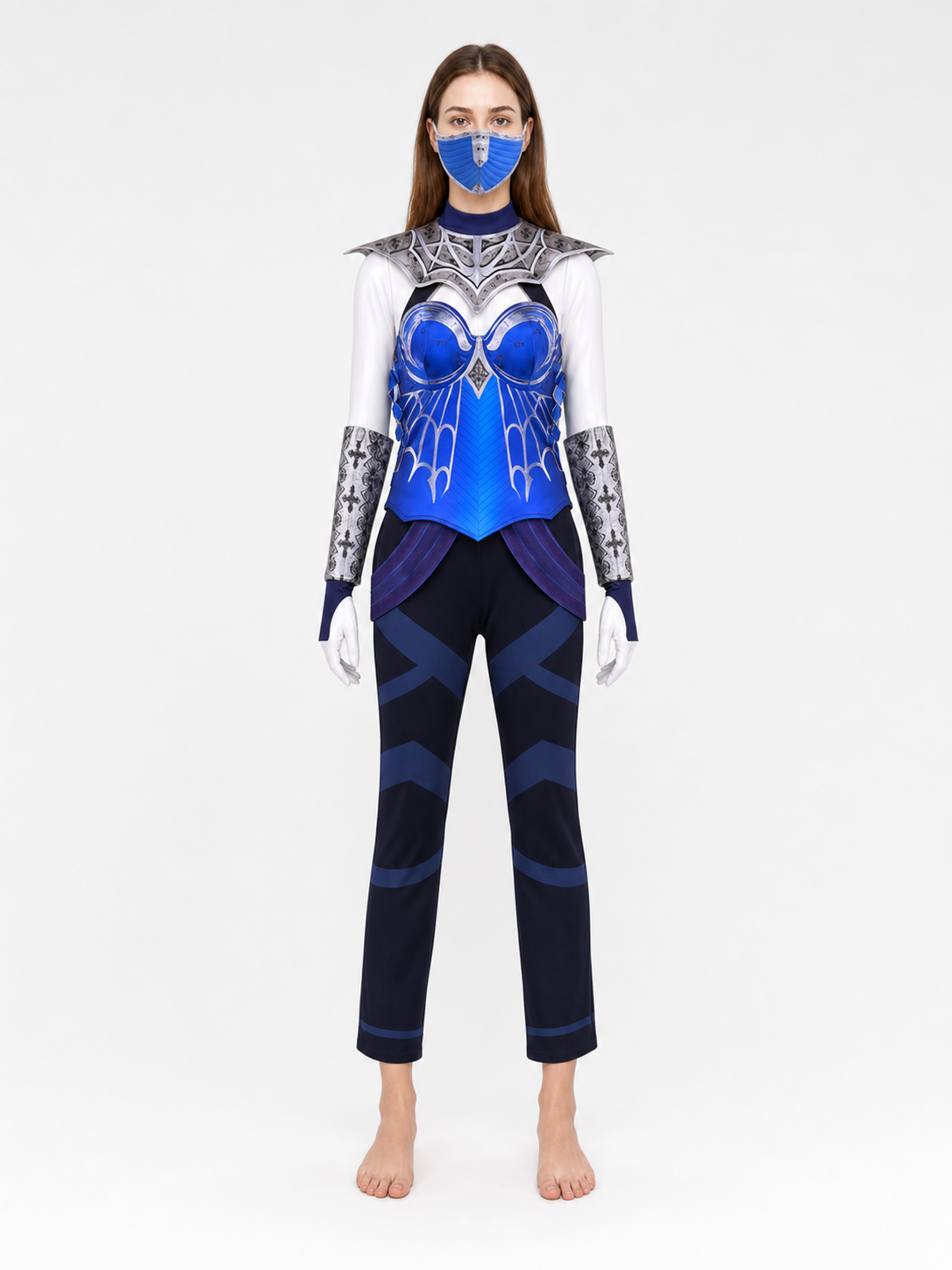 Kitana Cosplay Costume: Blue Armor with Mask