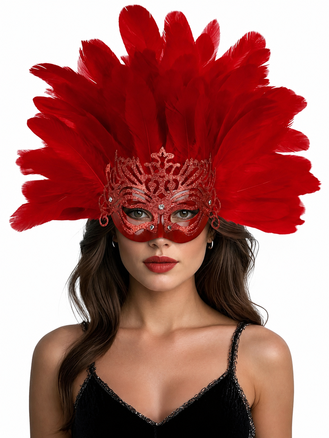 Carnival Feather Headpiece with Mask