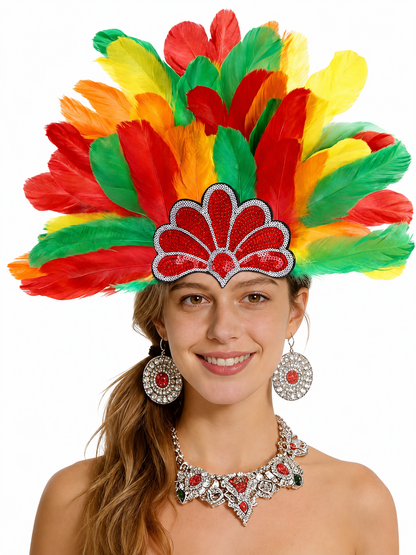 Carnival Headpiece with Multicolored Feathers main product view 5