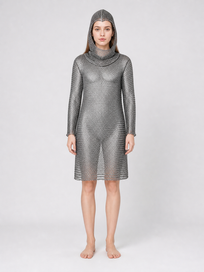 Hooded Long-Sleeve Dress, Above the Knee main product view