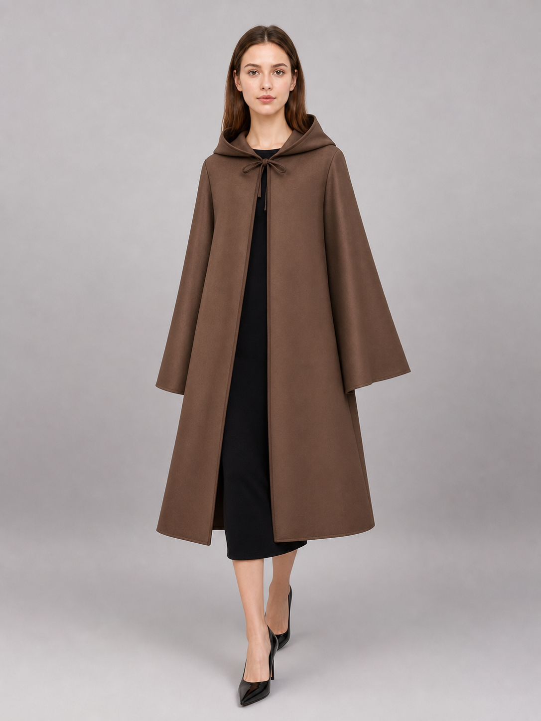 Brown Hooded Medieval Carnival Cloak