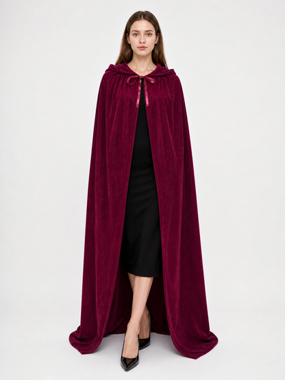 Burgundy Hooded Carnival Cloak for Cosplay