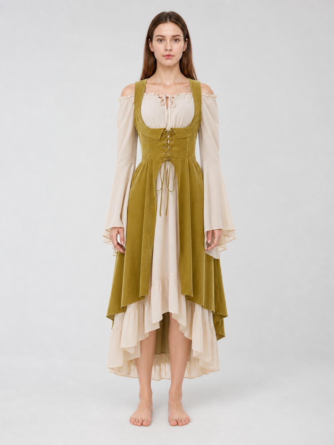 Renaissance-Style Costume Dress with Lacing