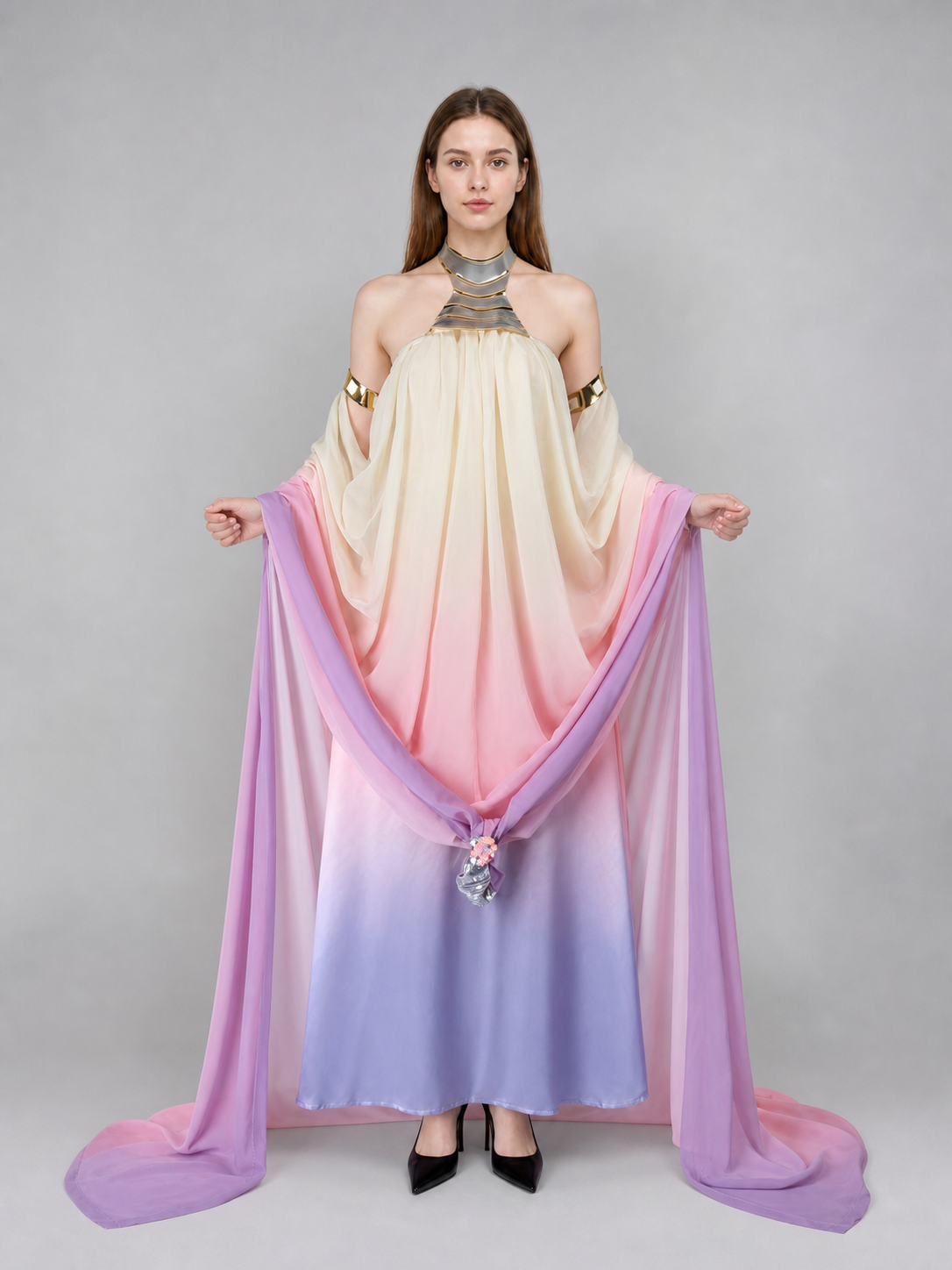 Amidala Cosplay Dress with Draping and Train